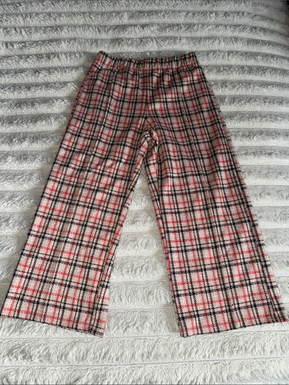Bonnie Jean Pink, Black and Cream Plaid Corduroy Pants